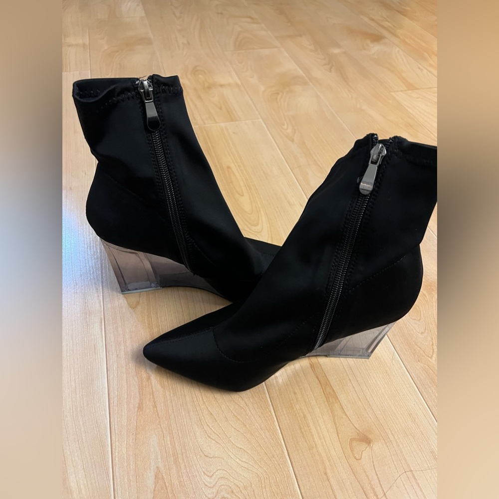 Clear wedge boots!